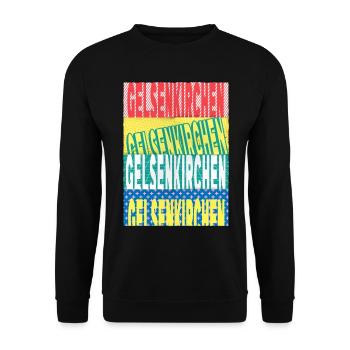 Gelsenkirchen Deutschland Stadt Schrift Skyline - Unisex Pullover - Schwarz - Vorne - Alina (178cm) & Michal (187cm)