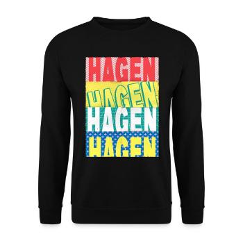 Hagen Germany City Font Skyline Home - Unisex Sweatshirt - black - Front - Alina (178cm) & Michal (187cm)