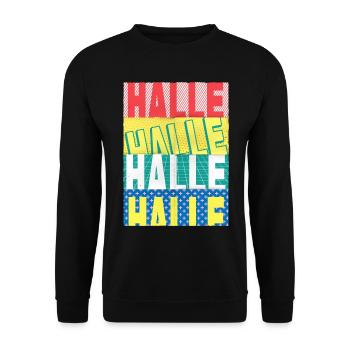 Halle Germany City Font Skyline Home - Unisex Sweatshirt - black - Front - Alina (178cm) & Michal (187cm)
