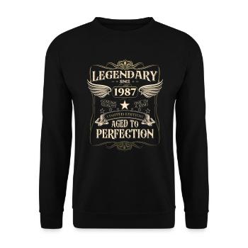 Legendary Since 1987 35th Birthday Gift Awesome - Unisex Sweatshirt - black - Front - Alina (178cm) & Michal (187cm)