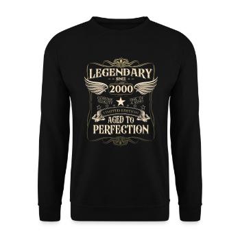 Legendary since 2000 22nd birthday gift Awesome - Unisex Sweatshirt - black - Front - Alina (178cm) & Michal (187cm)