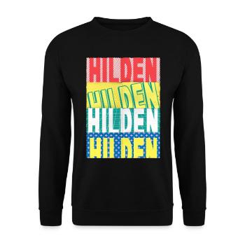 Hilden Germany City Font Skyline - Unisex Sweatshirt - black - Front - Alina (178cm) & Michal (187cm)