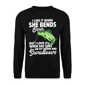 Pêcheur Drôle pêche Pêche à la mouche Poisson - Sweat-shirt Unisexe - noir - Devant - Alina (178cm) & Michal (187cm)