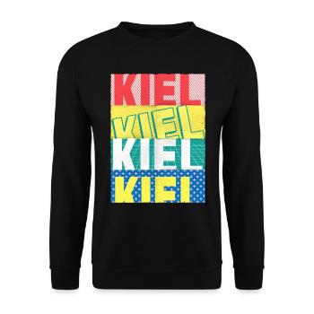 Kiel Germany City Font Skyline - Unisex Sweatshirt - black - Front - Alina (178cm) & Michal (187cm)