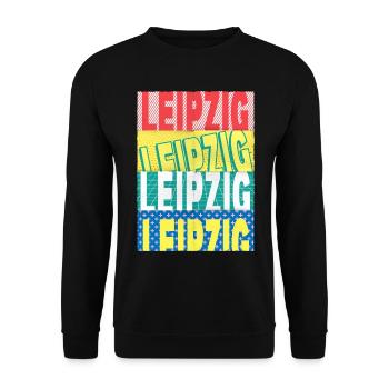 Leipzig Deutschland Stadt Schrift Skyline - Unisex Pullover - Schwarz - Vorne - Alina (178cm) & Michal (187cm)