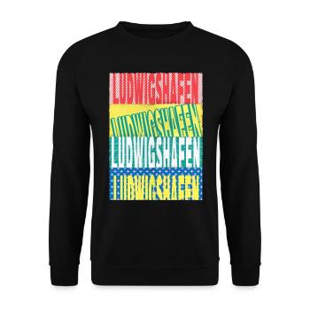 Ludwigshafen Germany City Font Skyline - Unisex Sweatshirt - black - Front - Alina (178cm) & Michal (187cm)