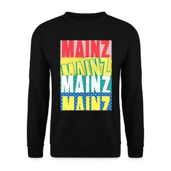 Mainz Deutschland Stadt Schrift Skyline - Unisex Pullover - Schwarz - Vorne - Alina (178cm) & Michal (187cm)