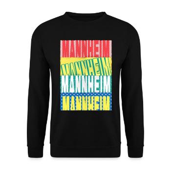 Mannheim Deutschland Stadt Schrift Skyline - Unisex Pullover - Schwarz - Vorne - Alina (178cm) & Michal (187cm)