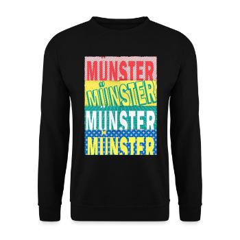 Münster Deutschland Stadt Schrift Skyline - Unisex Pullover - Schwarz - Vorne - Alina (178cm) & Michal (187cm)