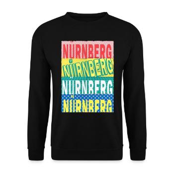 Nürneberg Deutschland Stadt Schrift Skyline - Unisex Pullover - Schwarz - Vorne - Alina (178cm) & Michal (187cm)
