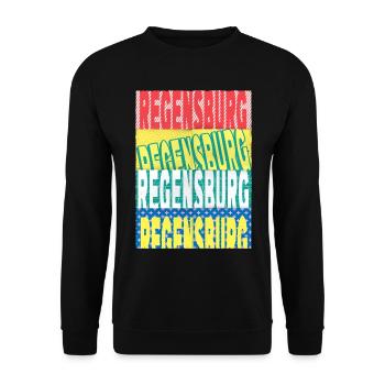 Regensburg Deutschland Stadt Schrift Skyline - Unisex Pullover - Schwarz - Vorne - Alina (178cm) & Michal (187cm)