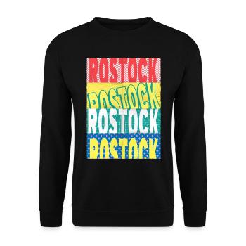 Rostock Germany City Font Skyline - Unisex Sweatshirt - black - Front - Alina (178cm) & Michal (187cm)
