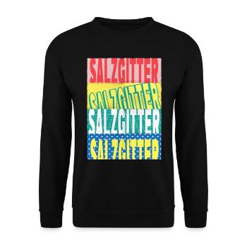 Salzgitter Germany City Font Skyline - Unisex Sweatshirt - black - Front - Alina (178cm) & Michal (187cm)