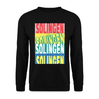 Solingen Deutschland Stadt Schrift Skyline - Unisex Pullover - Schwarz - Vorne - Alina (178cm) & Michal (187cm)