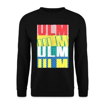Ulm Deutschland Stadt Schrift Skyline - Unisex Pullover - Schwarz - Vorne - Alina (178cm) & Michal (187cm)