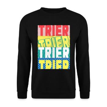 Trier Deutschland Stadt Schrift Skyline - Unisex Pullover - Schwarz - Vorne - Alina (178cm) & Michal (187cm)