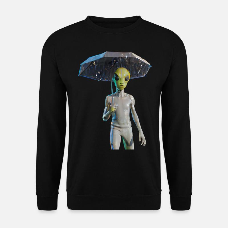 Alien mit Regenschirm - Unisex Pullover - Schwarz