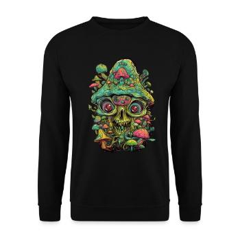 Trippy Skull - Unisex Sweatshirt - black - Front - Alina (178cm) & Michal (187cm)