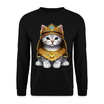 Ägyptischer Pharao Katze - Unisex Pullover - Schwarz - Vorne - Alina (178cm) & Michal (187cm)