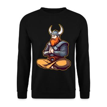 Niedlicher Wikinger macht Yoga II - Unisex Pullover - Schwarz - Vorne - Alina (178cm) & Michal (187cm)