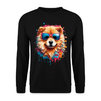 Colorful Chow Chow with Sunglasses - Unisex Sweatshirt - black - Front - Alina (178cm) & Michal (187cm)