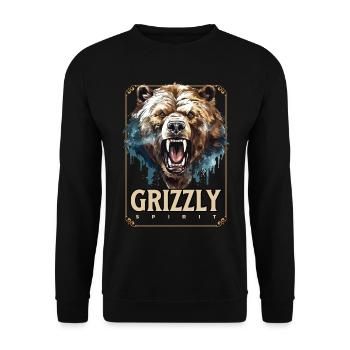 Ours Grizzly Rugissements Tête d’ours Nature Sauvage Forêt - Sweat-shirt Unisexe - noir - Devant - Alina (178cm) & Michal (187cm)