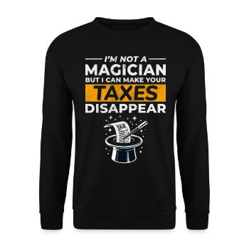 Buchhalter-Magier lässt Steuern verschwinden Lustig - Unisex Pullover - Schwarz - Vorne - Alina (178cm) & Michal (187cm)