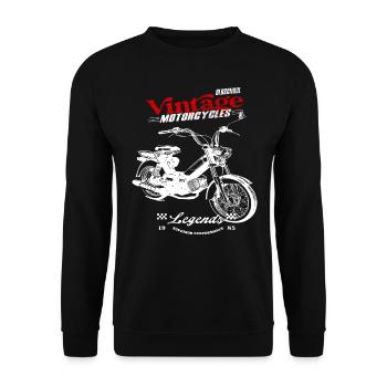 Moped Cult 70s Vintage - Unisex Sweatshirt - black - Front - Alina (178cm) & Michal (187cm)