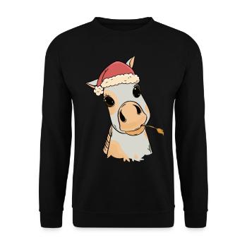 Poulain bébé Noël cadeau de Noël cheval fou - Sweat-shirt Unisexe - noir - Devant - Alina (178cm) & Michal (187cm)