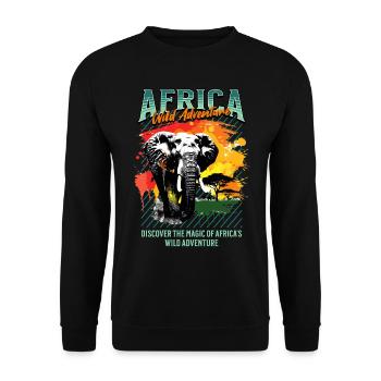 Afrika Elefant Natur Abenteuer Wildnis Safari - Unisex Pullover - Schwarz - Vorne - Alina (178cm) & Michal (187cm)