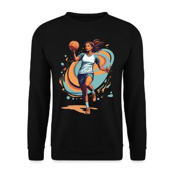 Handballerin Streetwear Ikonischer Style - Unisex Pullover - Schwarz - Vorne - Alina (178cm) & Michal (187cm)