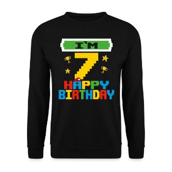 Seven 7yr 7th Birthday Happy Birthday 7 Years Old - Sweat-shirt Unisexe - noir - Devant - Alina (178cm) & Michal (187cm)