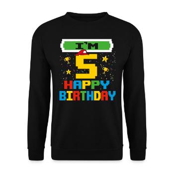 Five 5yr 5th Birthday Happy Birthday 5 Years Old - Sweat-shirt Unisexe - noir - Devant - Alina (178cm) & Michal (187cm)