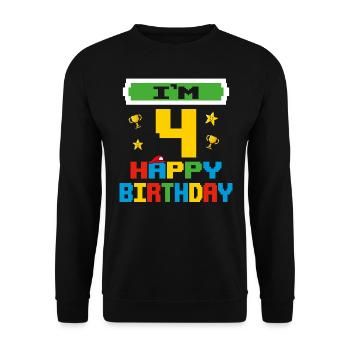 Four 4yr 4th Birthday Happy Birthday 4 Years Old - Sweat-shirt Unisexe - noir - Devant - Alina (178cm) & Michal (187cm)