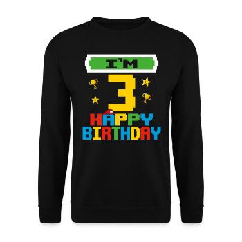 Three 3yr 3th Birthday Happy Birthday 3 Years Old - Sweat-shirt Unisexe - noir - Devant - Alina (178cm) & Michal (187cm)