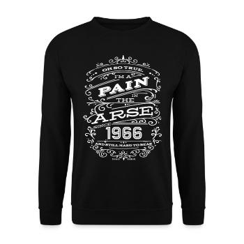 Hillarious Funny Birthday Shirt 1966 Weiße Ausgabe - Unisex Pullover - Schwarz - Vorne - Alina (178cm) & Michal (187cm)