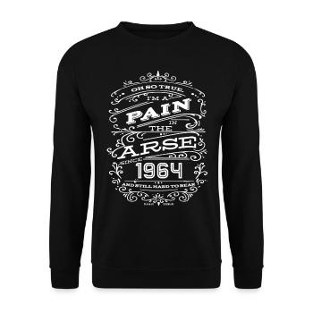 Hillarious Funny Birthday Shirt 1964 White Edition - Sweat-shirt Unisexe - noir - Devant - Alina (178cm) & Michal (187cm)