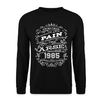 Hillarious Funny Birthday Shirt 1985 White Edition - Sweat-shirt Unisexe - noir - Devant - Alina (178cm) & Michal (187cm)