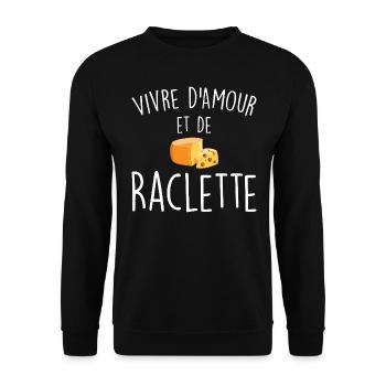 Leben von Liebe und Raclette - Unisex Pullover - Schwarz - Vorne - Alina (178cm) & Michal (187cm)