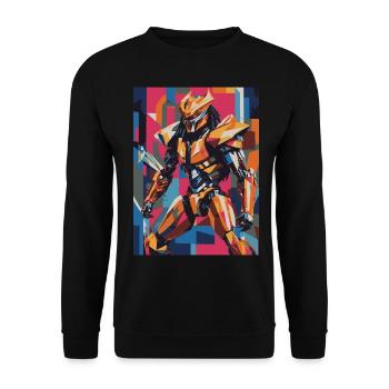 robot 04 - Unisex Pullover - Schwarz - Vorne - Alina (178cm) & Michal (187cm)