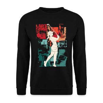 Golf Golfen Golferin Spielerin Sport Hobby Vintage - Unisex Pullover - Schwarz - Vorne - Alina (178cm) & Michal (187cm)