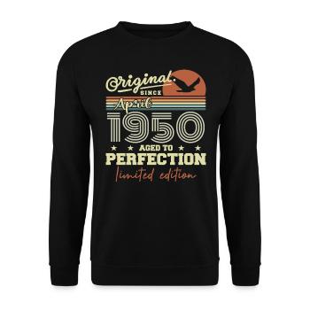 Cadeau Avril 1950 | 75ème Anniversaire Avril 1950 - Sweat-shirt Unisexe - noir - Devant - Alina (178cm) & Michal (187cm)