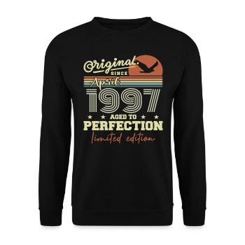 April 1997 Gift | 28th Anniversary April 1997 - Unisex Sweatshirt - black - Front - Alina (178cm) & Michal (187cm)