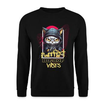 Cat Hip Hop Rap Rapper DJ Ghetto Crew Gangster - Unisex Sweatshirt - black - Front - Alina (178cm) & Michal (187cm)