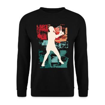 Tennis Tennis Player Woman Sport Vintage Retro - Unisex Sweatshirt - black - Front - Alina (178cm) & Michal (187cm)