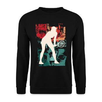 Tennis Tennis Player Woman Sport Vintage Retro - Unisex Sweatshirt - black - Front - Alina (178cm) & Michal (187cm)