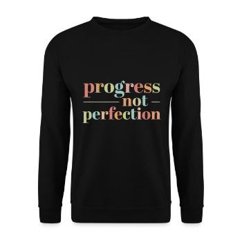 Progress instead of perfection Self-love - Unisex Sweatshirt - black - Front - Alina (178cm) & Michal (187cm)