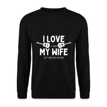 J’ADORE QUAND MA FEMME ME JOUE DE LA GUITARE - Sweat-shirt Unisexe - noir - Devant - Alina (178cm) & Michal (187cm)