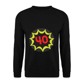 40. Geburtstag - Unisex Pullover - Schwarz - Vorne - Alina (178cm) & Michal (187cm)