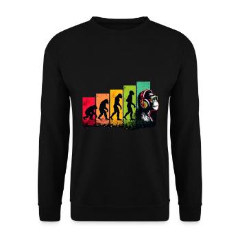 Evolution Humains À DJ Musicien Nerd Geek Monkey - Sweat-shirt Unisexe - noir - Devant - Alina (178cm) & Michal (187cm)